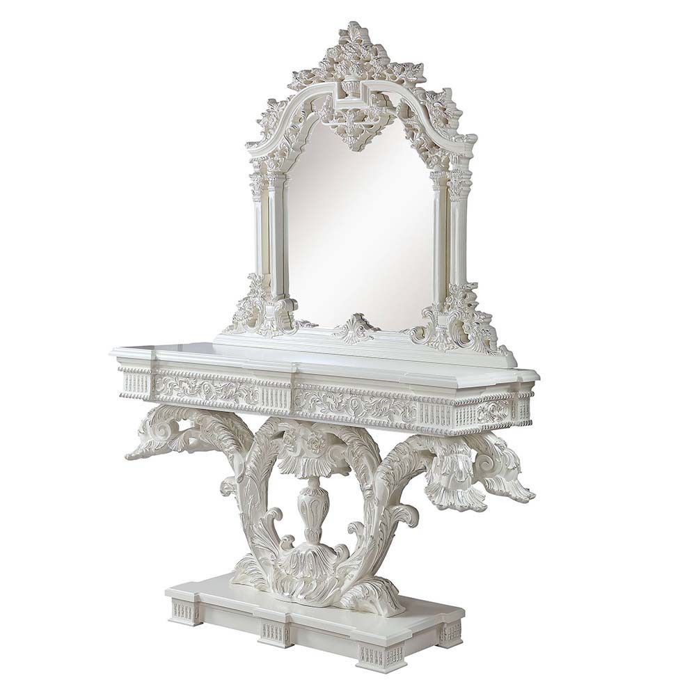ACME Vanaheim - Console Table - Antique White Finish | Meri Furniture