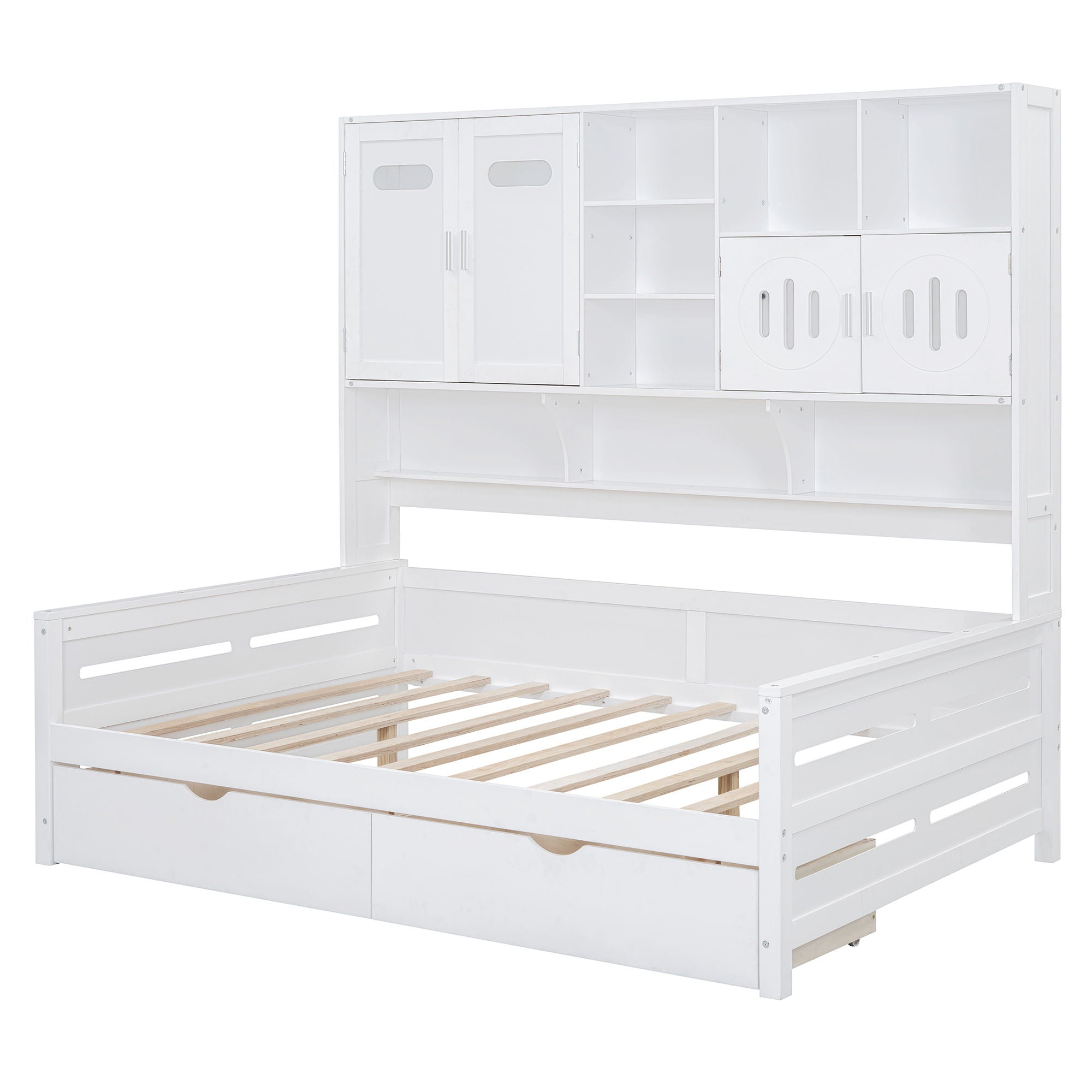 Daybed With All-In-One Cabinet And Shelf