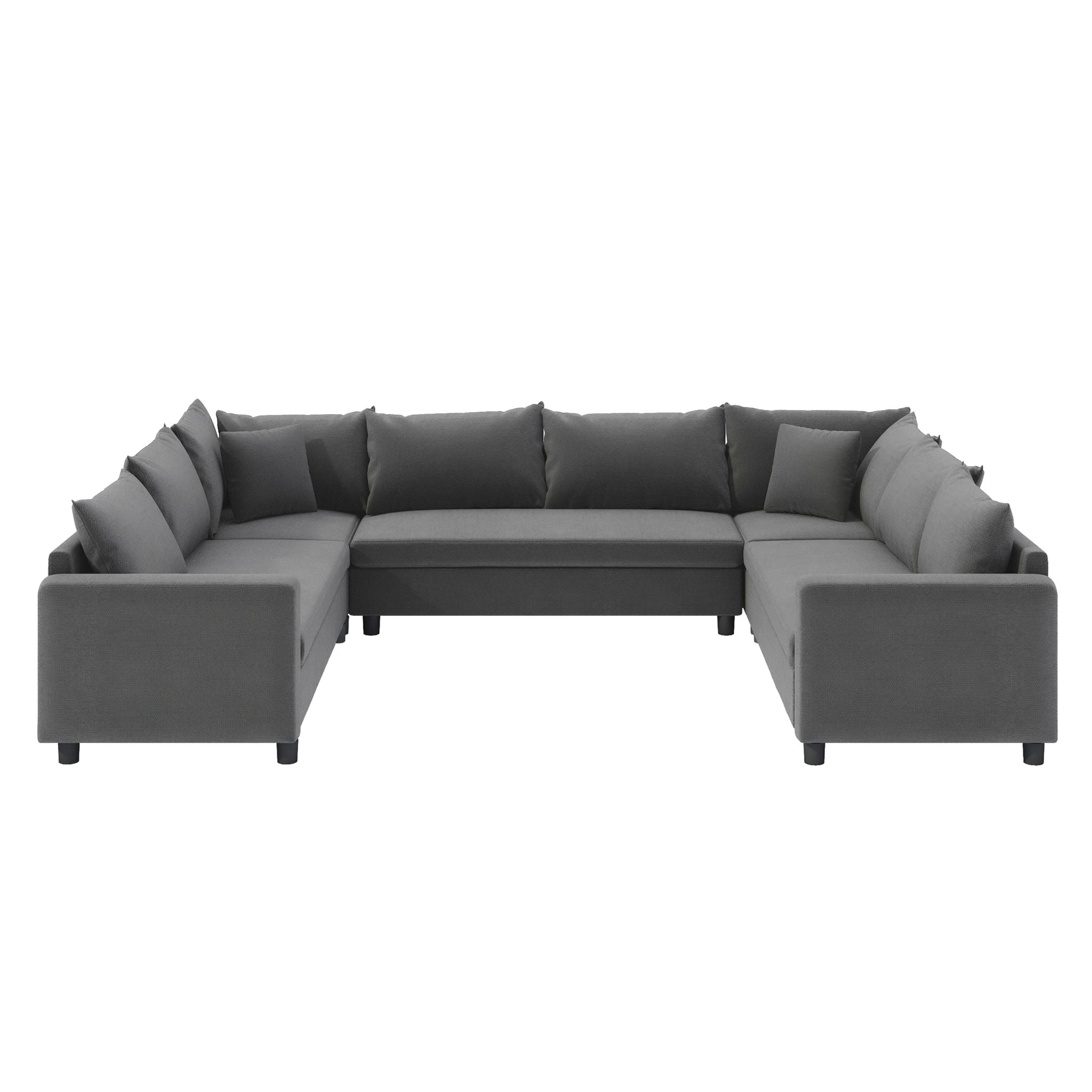 Modular Sectional Reversible U Shaped Couch Set, Free Combination Minimalist Style, Oversized 8 Seat Convertible Sofa