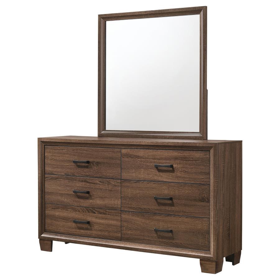 Coaster Fine Furniture Brandon - 6-Drawer Dresser With Mirror - Warm Brown | Meri Furniture