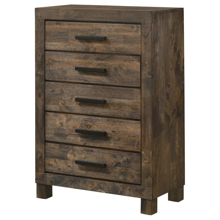 Coaster Fine Furniture Woodmont - 5-Drawer Bedroom Chest - Rustic Golden Brown | Meri Furniture