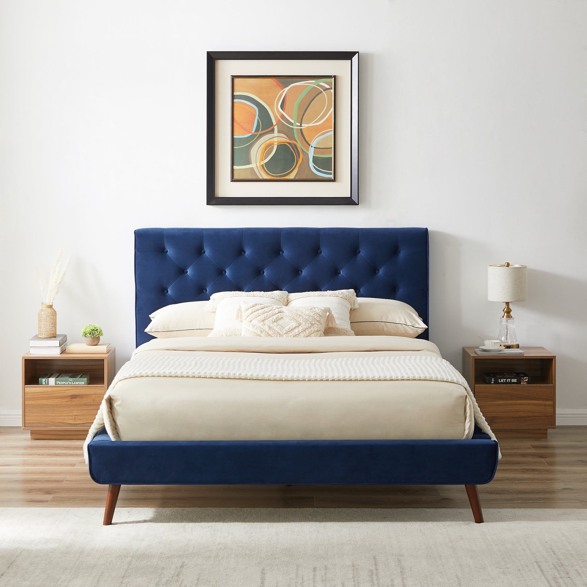 Dillon - Mid-Century Velvet Platform Bed