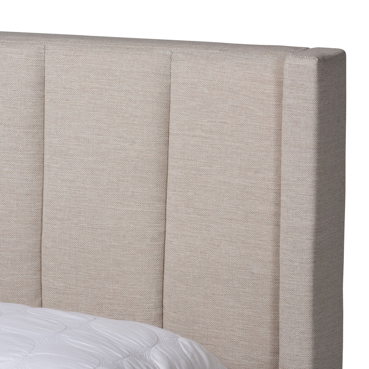 Coronado Mid-Century Modern Transitional Beige Fabric Queen Size 3-Drawer Storage Platform Bed