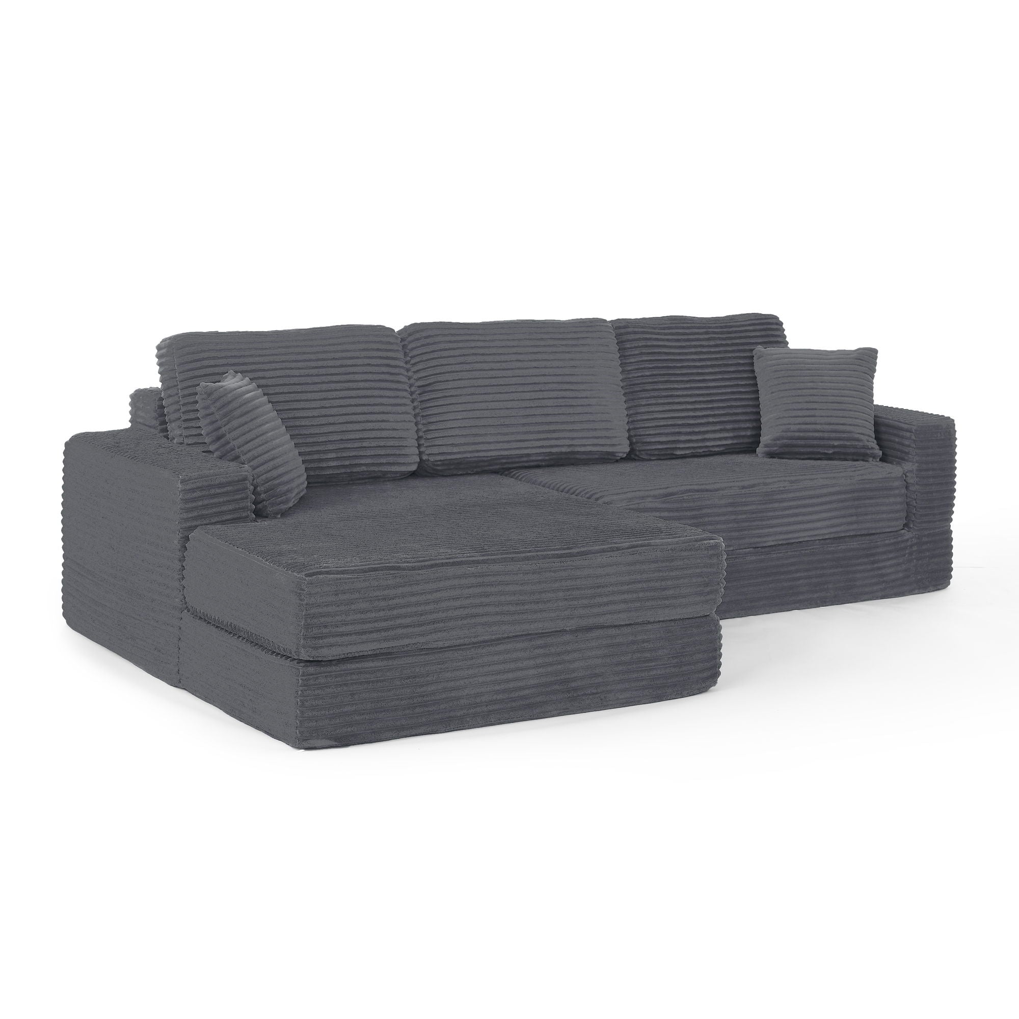 Modern Minimalist L Shape Modular Sectional Sofa, Corduroy Couch