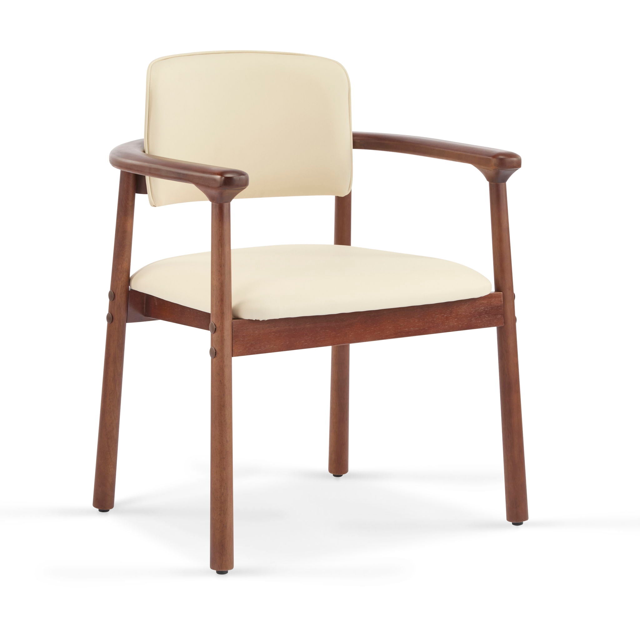 Dining Room Chairs, Ideal For Home & Kitchen (Set of 2) - Beige / Dark Walnut