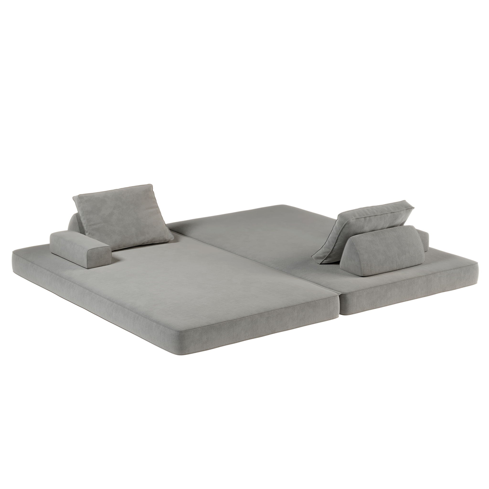 Multifunctional Convertible Sofa Bed With 2 Tumbler Backrests And 2 Pillows, Deep Seat Couch