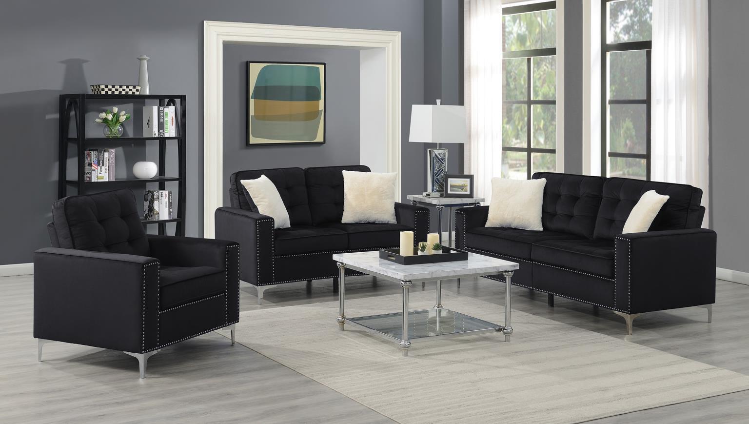 U431 - Velvet Loveseat - Black