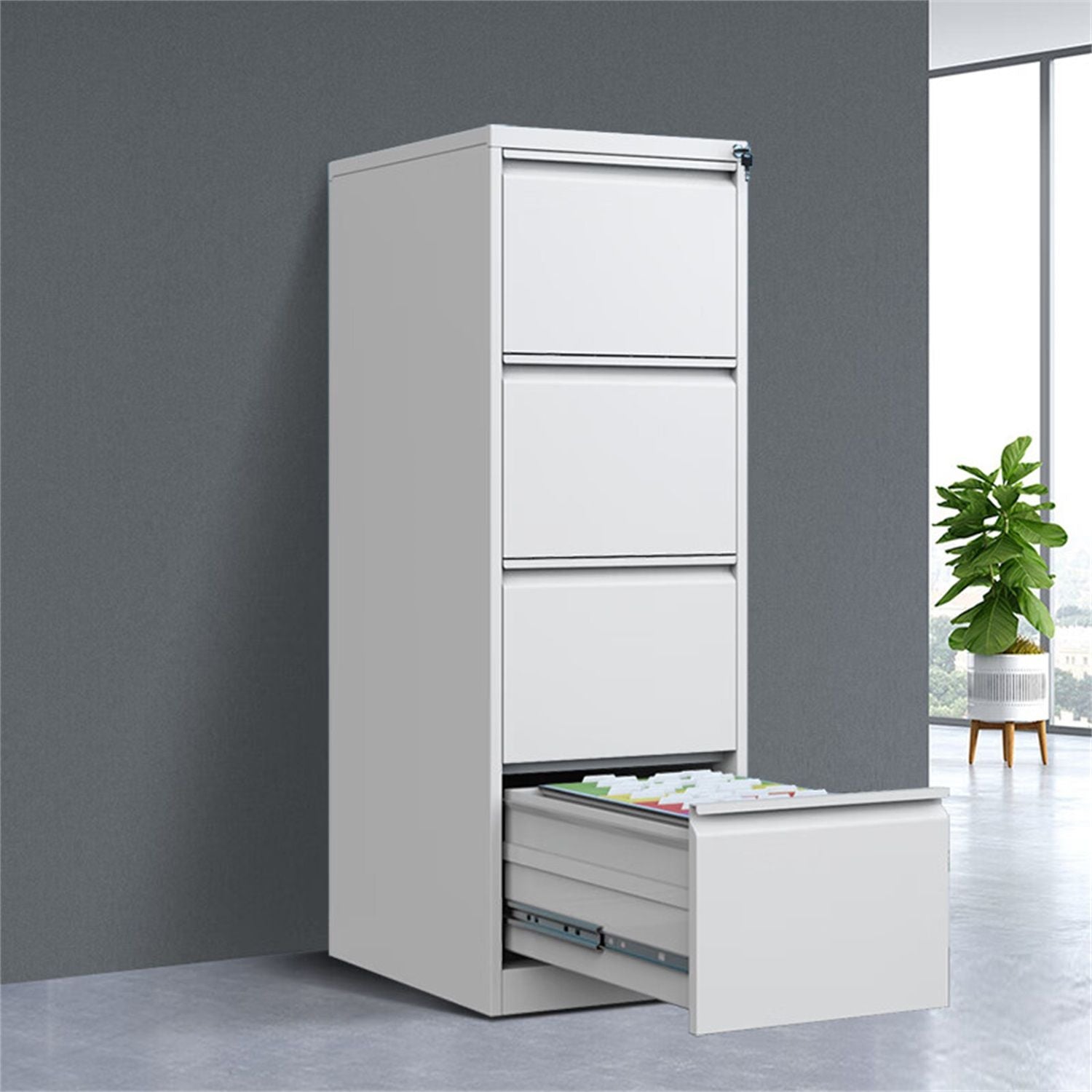 Durable Metal 3 Drawer File Cabinet With Lock For Office Storage