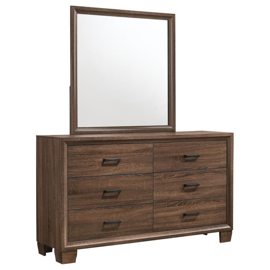 Coaster Fine Furniture Brandon - 6-Drawer Dresser With Mirror - Warm Brown | Meri Furniture