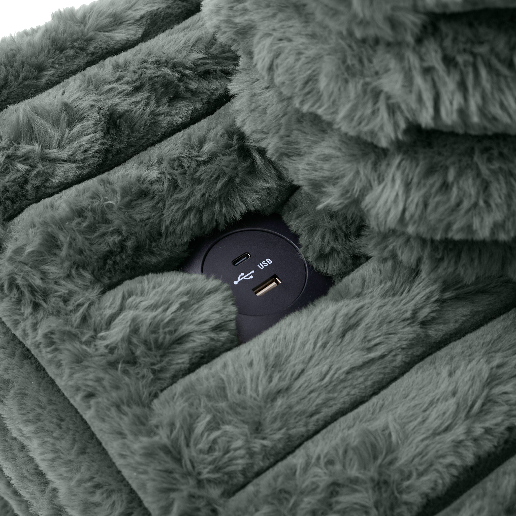 Plush Oversized Double Chaise Lounge Sofa Bed With USB Ports And Cup Holders