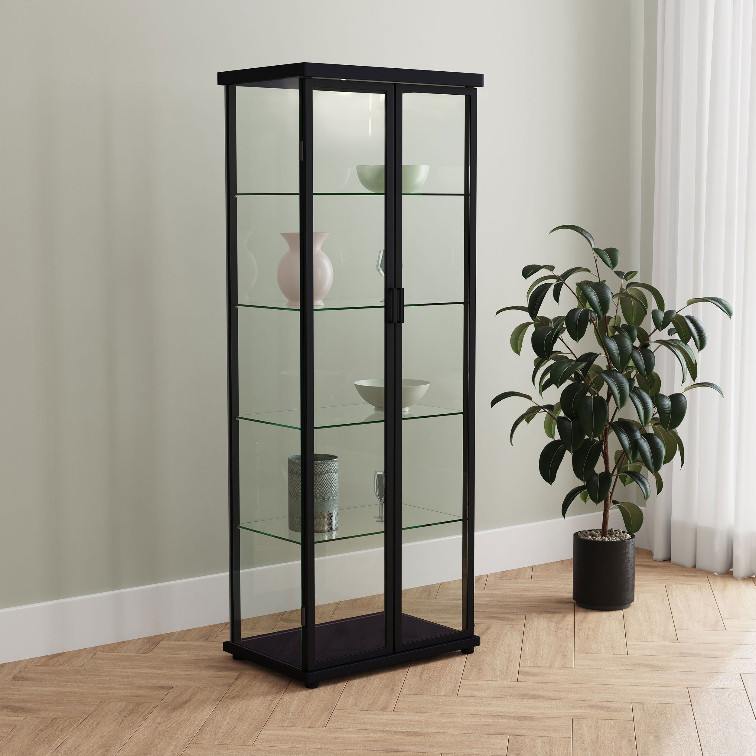 Coaster Fine Furniture Aero - 5-Shelf Display Curio Cabinet With Led Lighting | Meri Furniture