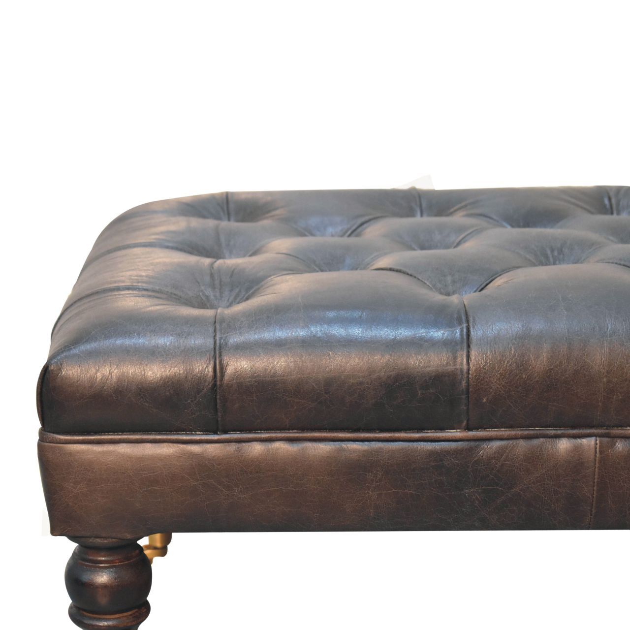 Buffalo - Leather Ottoman With Castor Legs