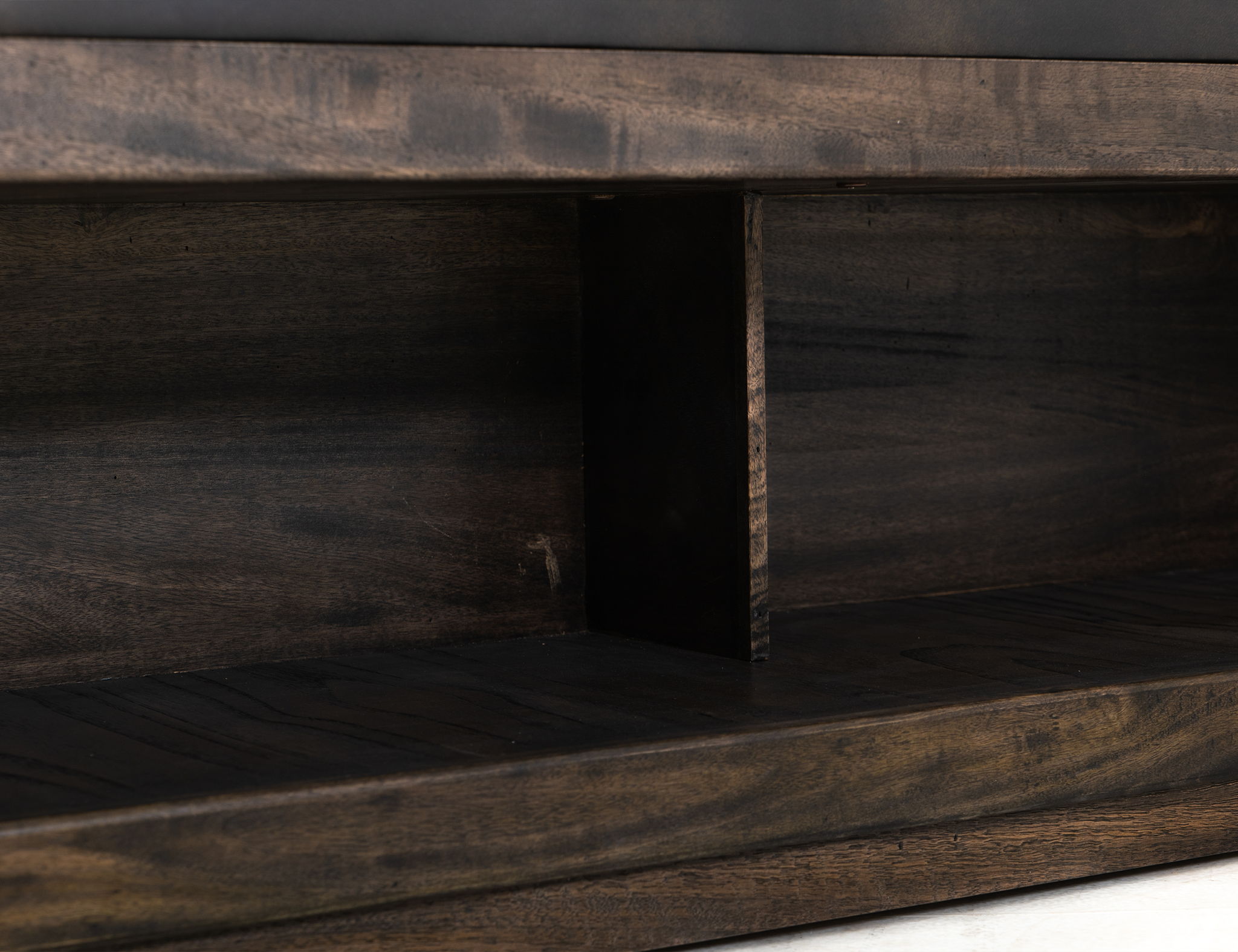 Balam - Wooden Bench With Cushioned Seat - Oil Black