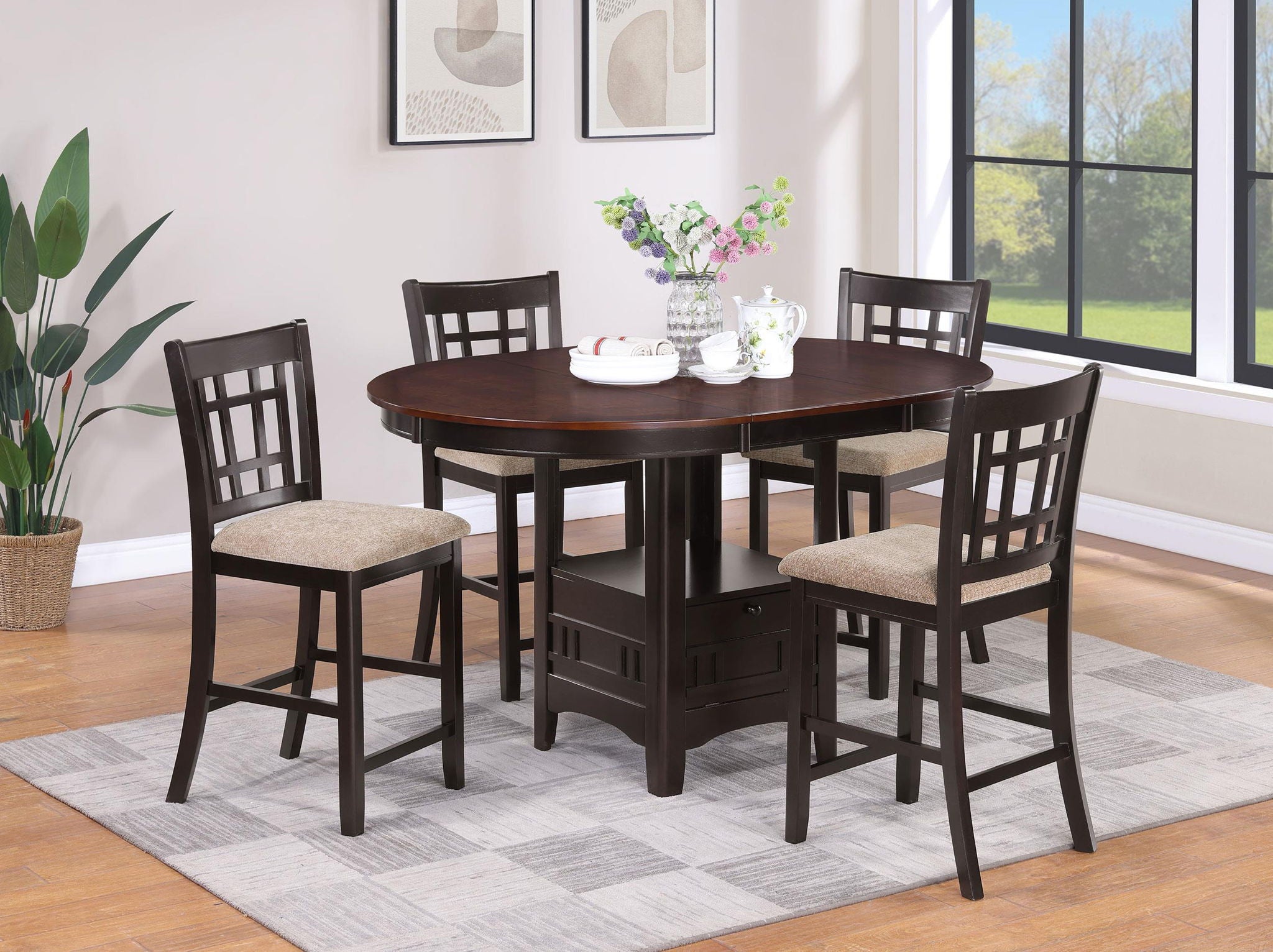 Lavon Wood Counter Height Dining Chair Tan and Espresso (Set of 2)