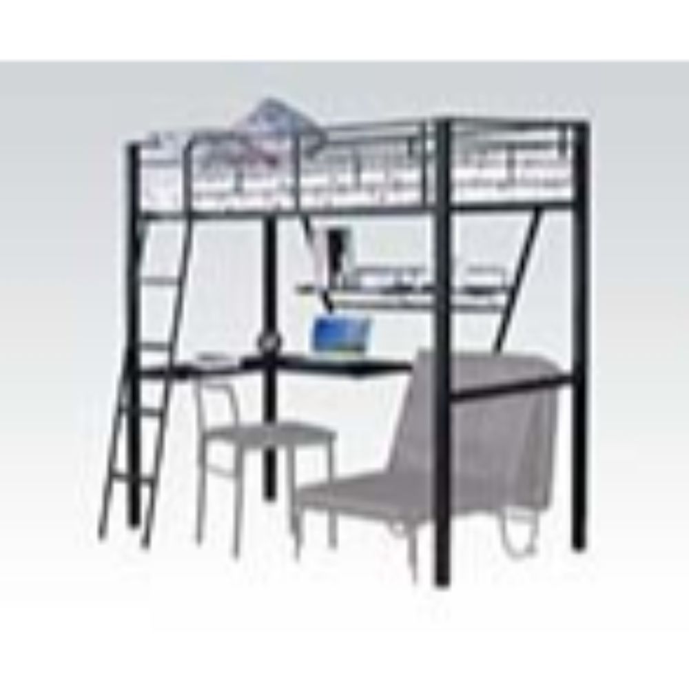 ACME Senon - Loft Bed - Silver & Black | Meri Furniture