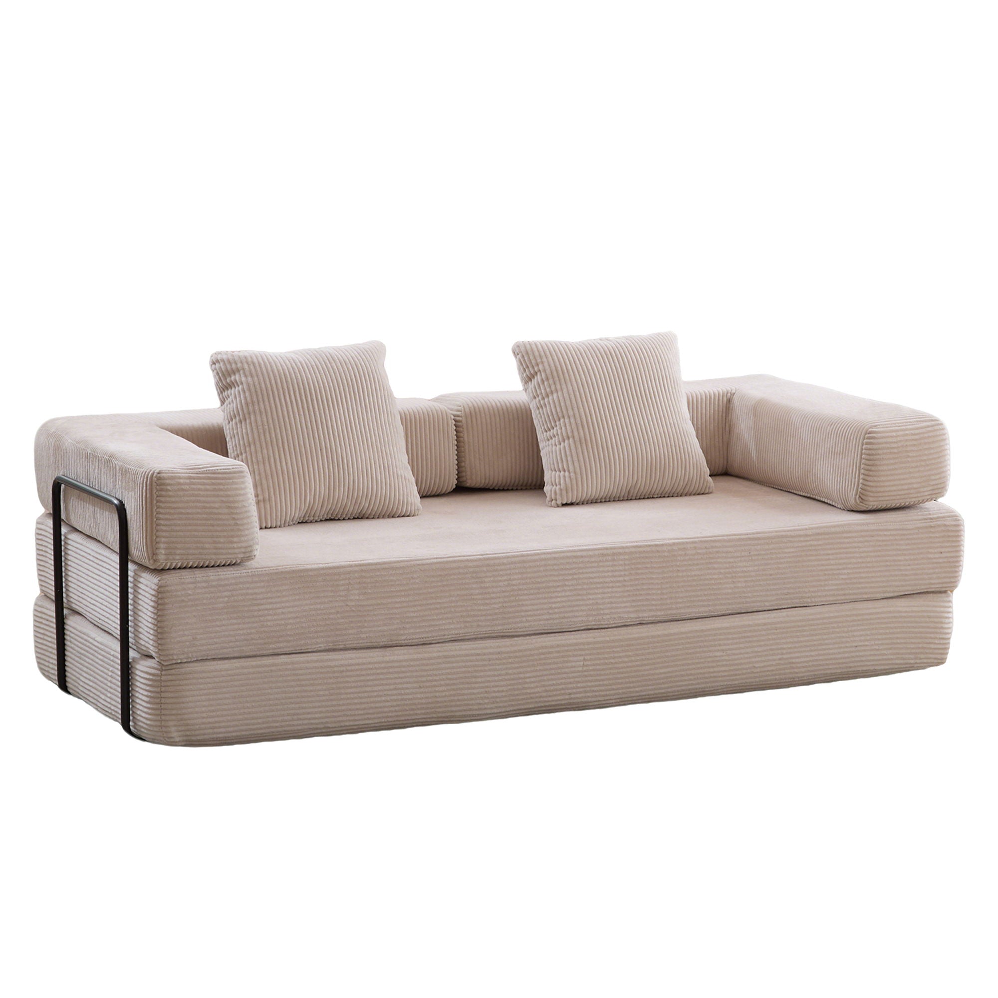 Floor Couch, Convertible Floor Sofa Bed With Pillow Back Support Armrest