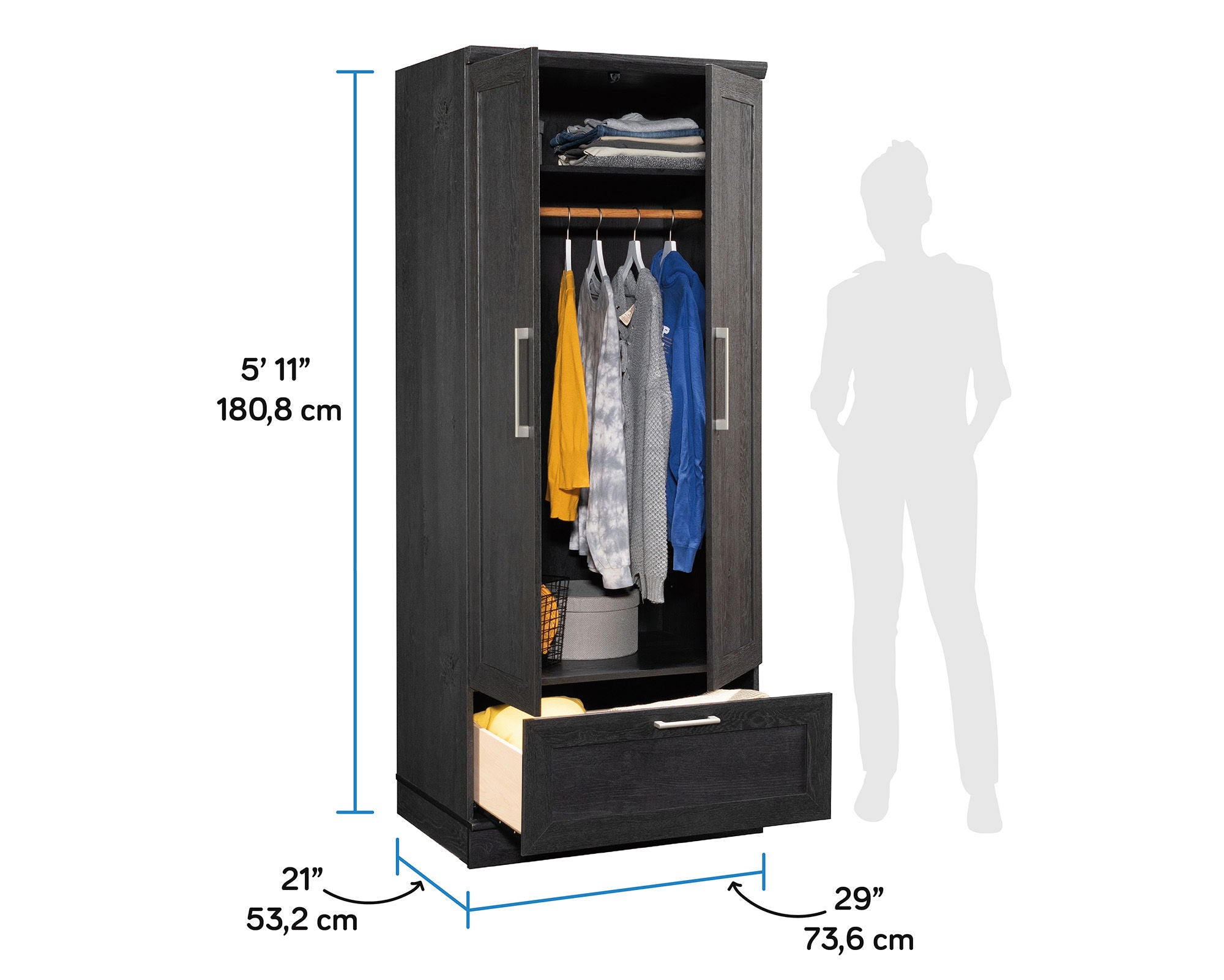 HomePlus Wardrobe Armoire in Raven Oak