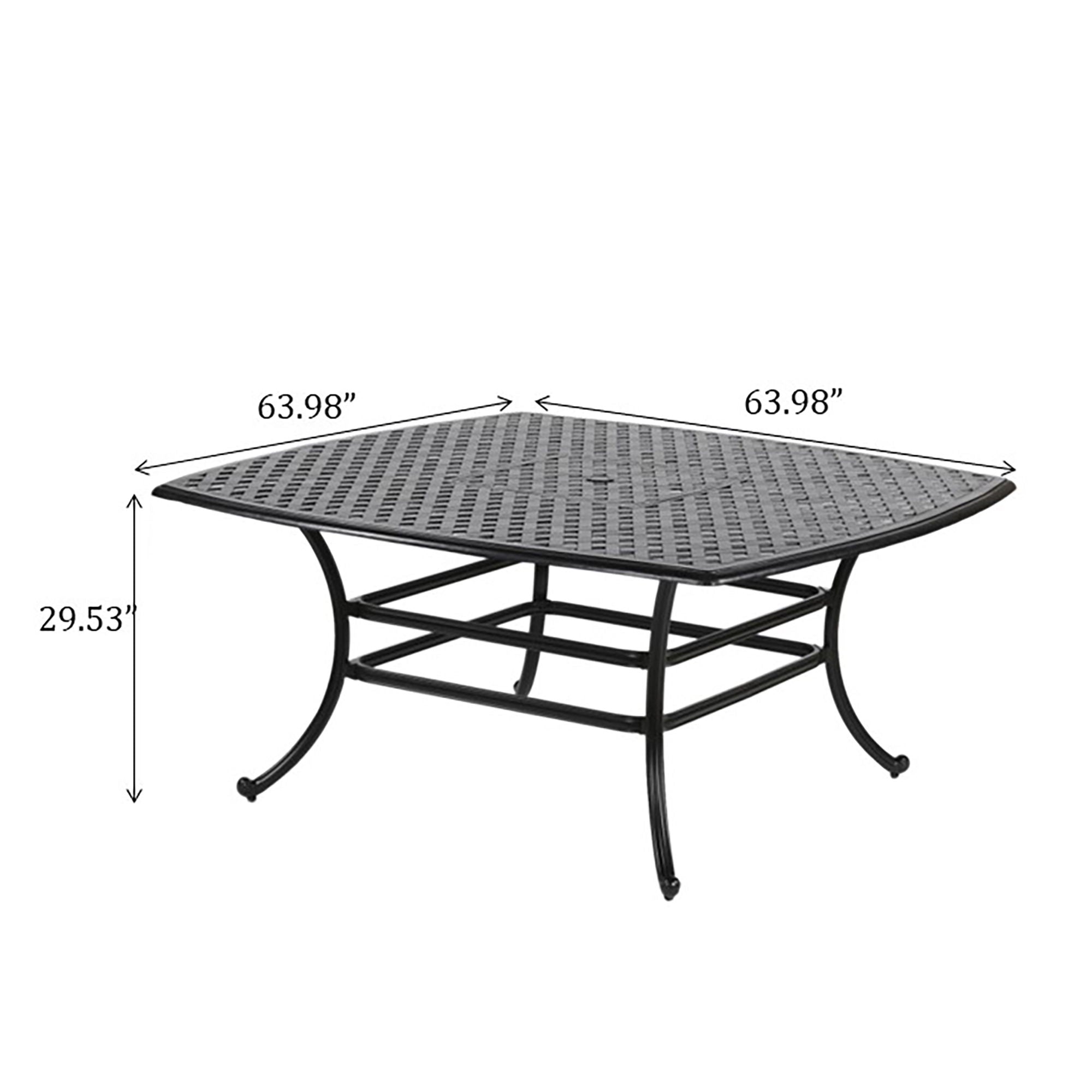 Square 8 Person 63.98" Long Dining Set With Dupione Brown Cushions