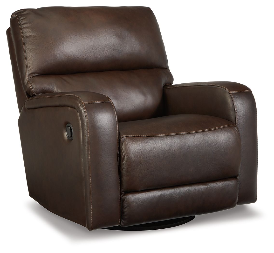 Signature Design by Ashley® Emberla - Coffee - Swivel Glider Recliner | Meri Furniture