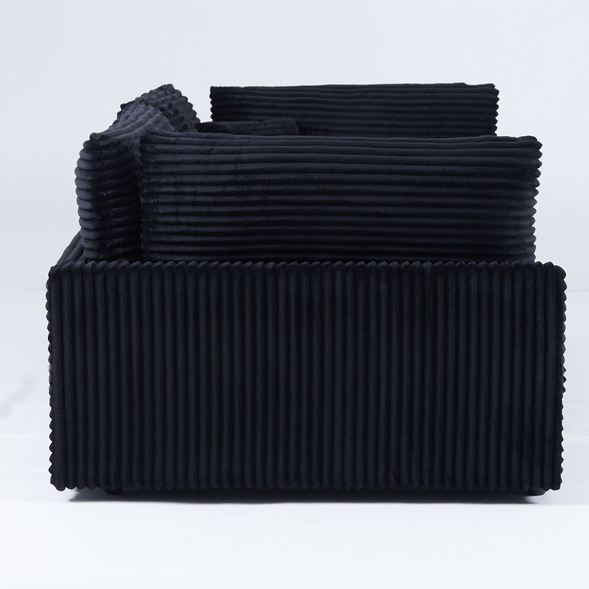 Elegant Corduroy Sofa With Throw Pillows And Backrests