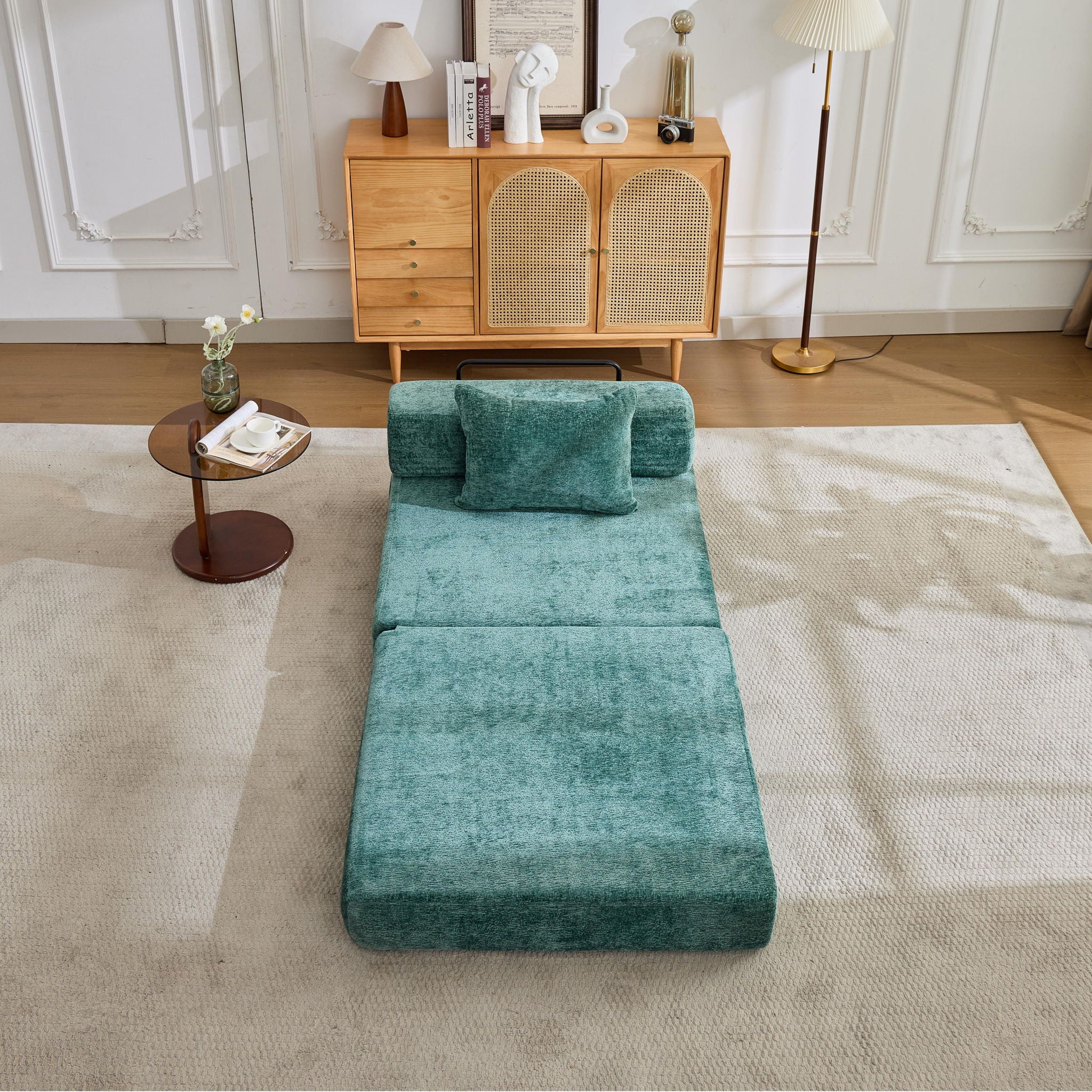 Convertible Floor Sofa Bed With Fixed Shape Frame For Living Room