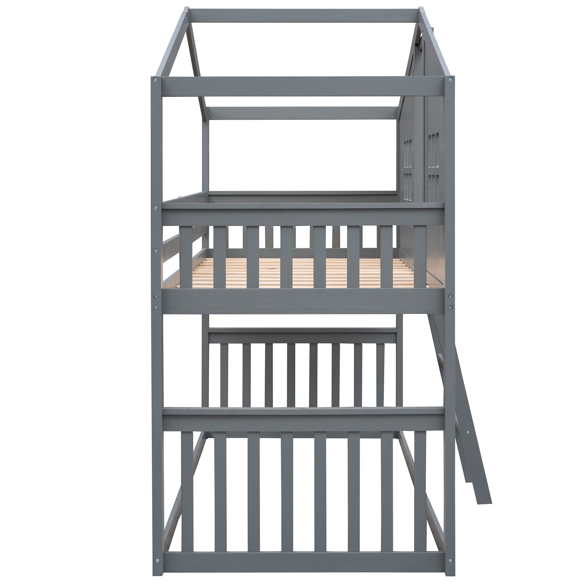 House Bunk Bed With Ladder, Wood Bed
