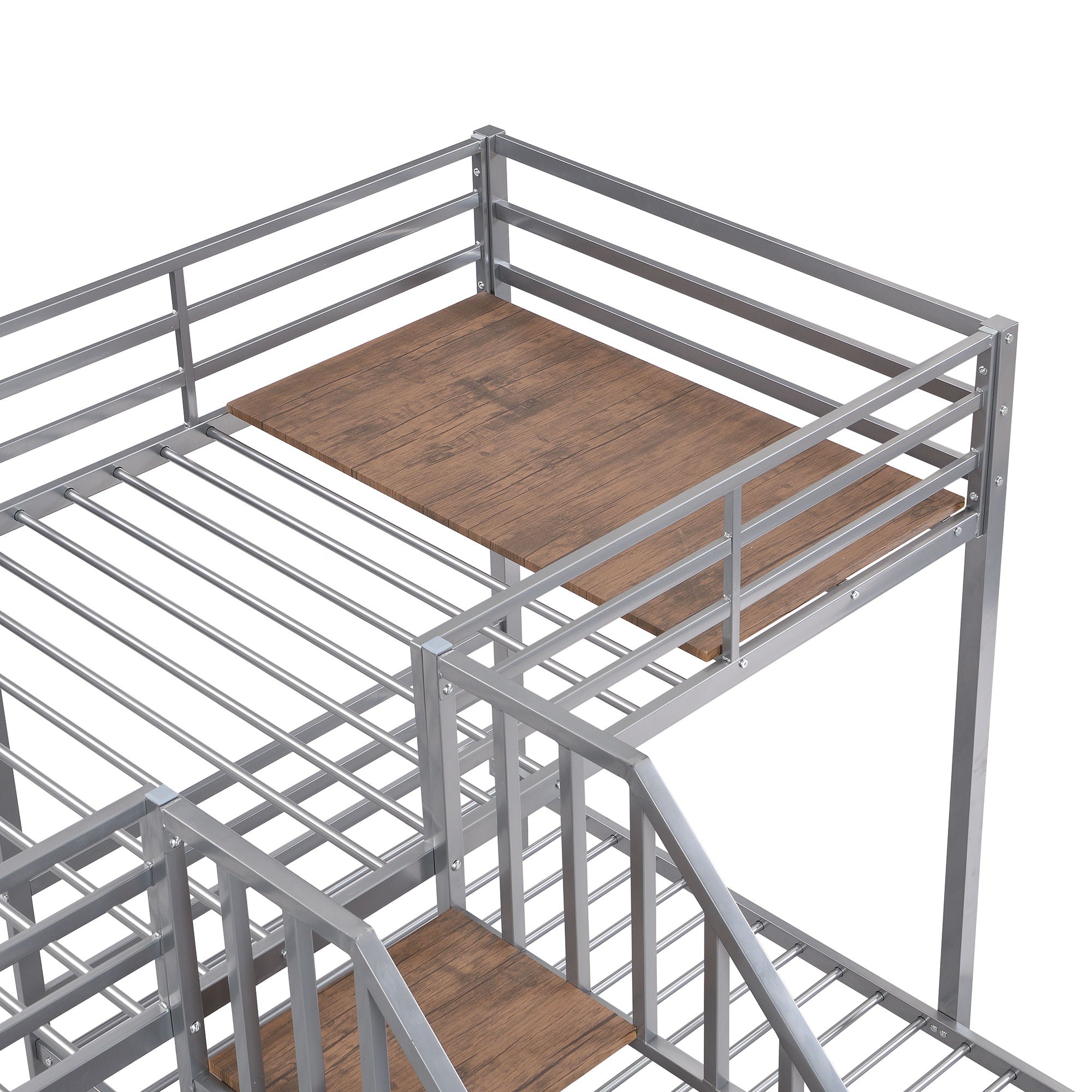 Metal Bunk Bed With Storage Shelves Staircase