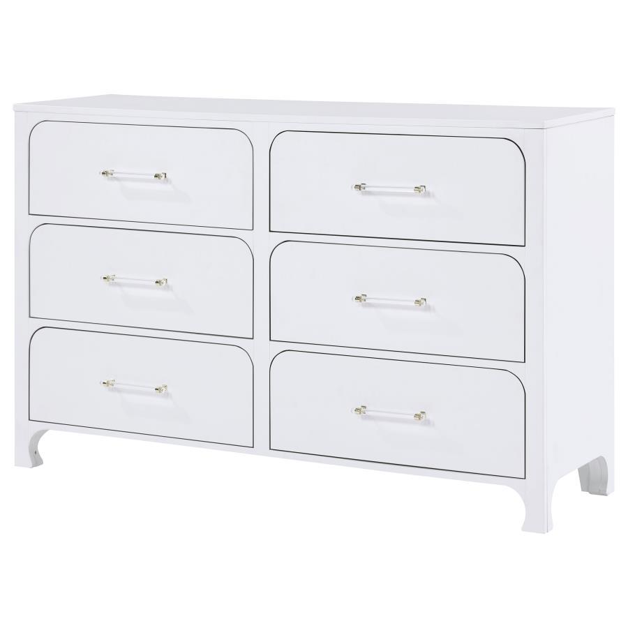 Coaster Fine Furniture Anastasia - 6-Drawer Dresser - Pearl White | Meri Furniture