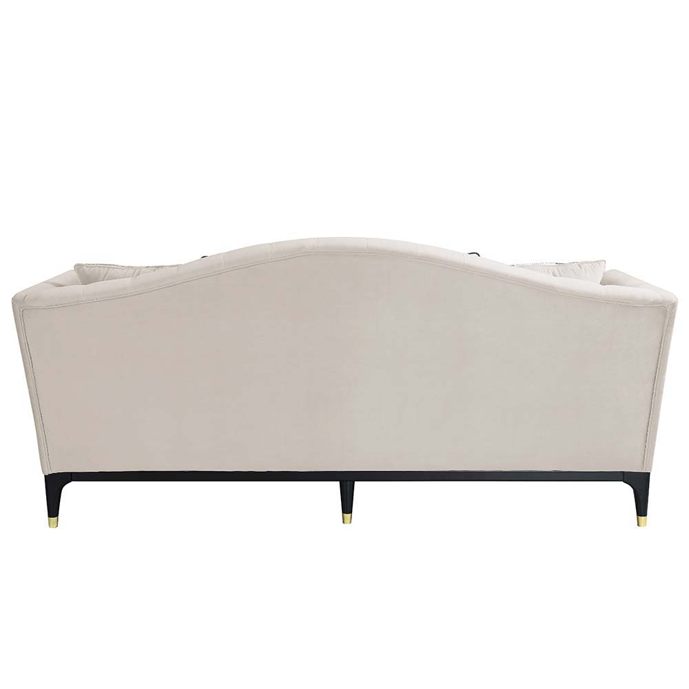 Tayden - Sofa With 5 Pillows - Beige Velvet