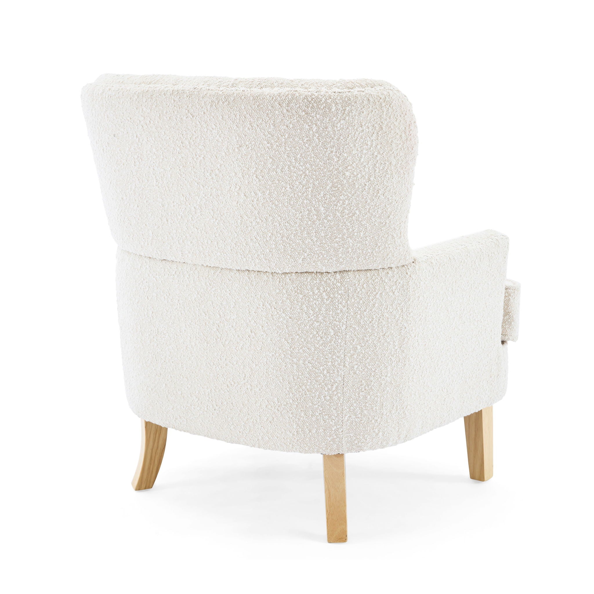 Vintage Style Club Chair, Granular Plush Fabric, Rubber Wood Legs - Almond