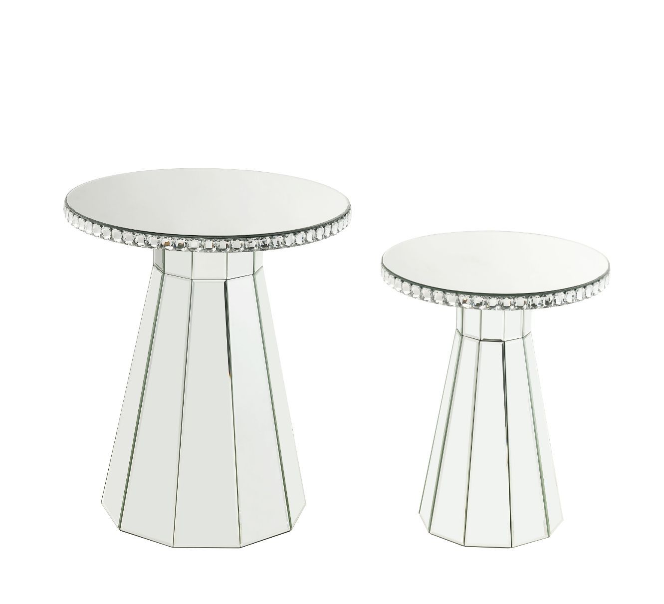 ACME Lotus - Accent Table - Mirroed & Faux Cyrstals Inlay - 20" | Meri Furniture