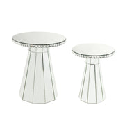ACME Lotus - Accent Table - Mirroed & Faux Cyrstals Inlay - 20" | Meri Furniture