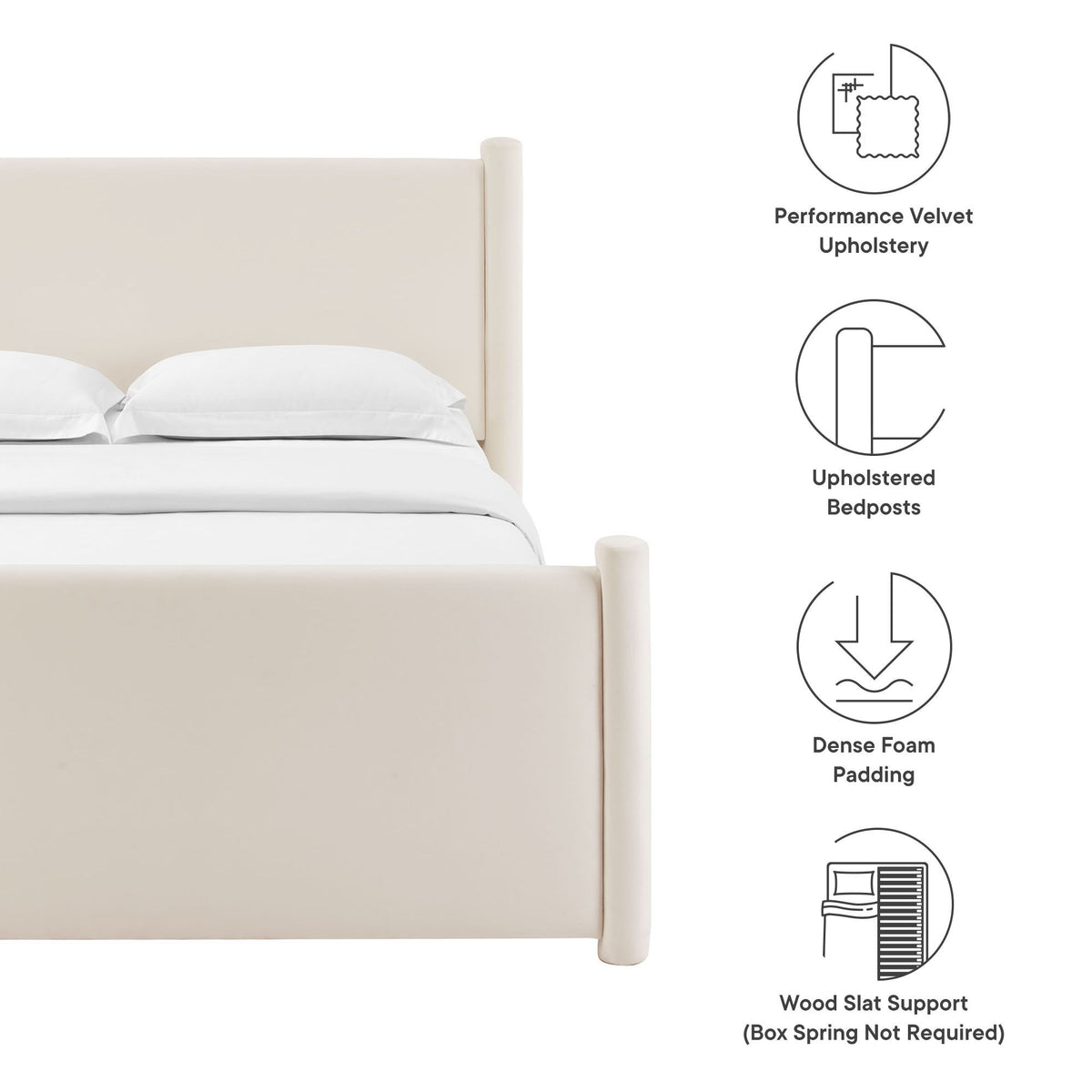 Rael Rounded Post Performance Velvet King Platform Bed by Modway