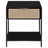 Amherst - 1-Drawer Radio Weave Rattan Metal Side Table