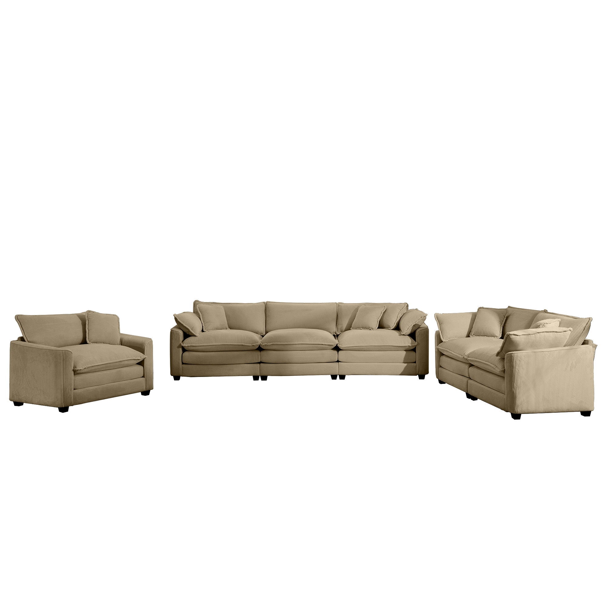 Elegant Corduroy Oversized Sectional Sofa Set With Deep Seats And Flexible Layout