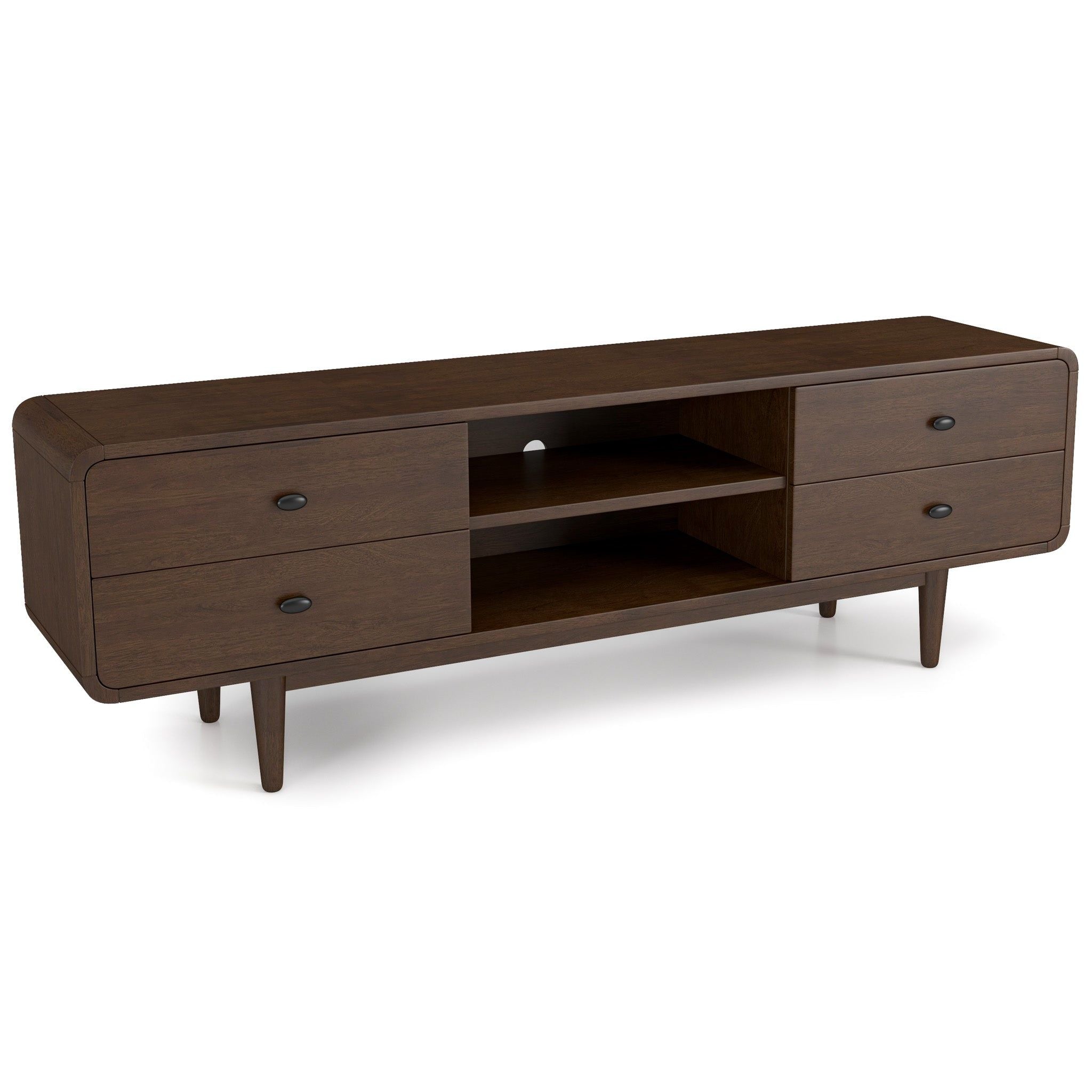 Alexa - Mid-Century Modern Style TV Stand - Dark Brown / Wood