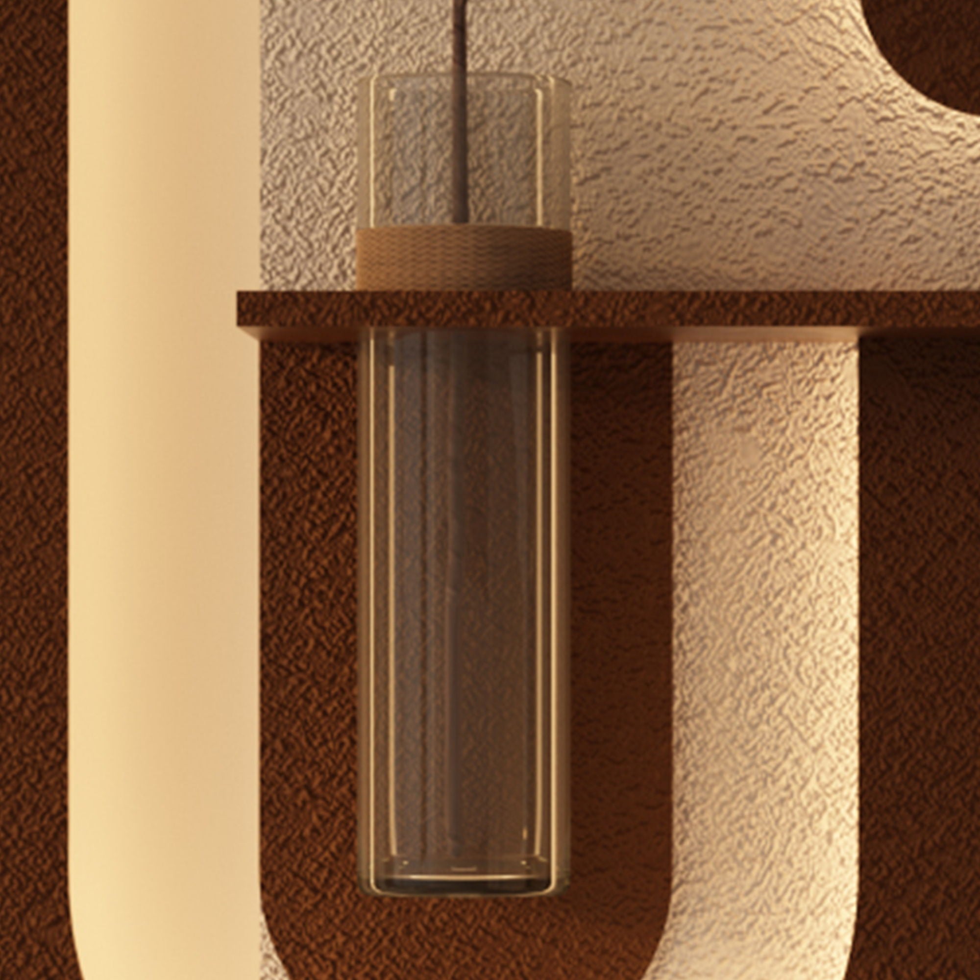 Adjustable LED Sandstone Wall Decor With Simulated Plants 3D Art Sculpture, Glass Vase & Rabbit Statue, Remote Control - Light Coffee