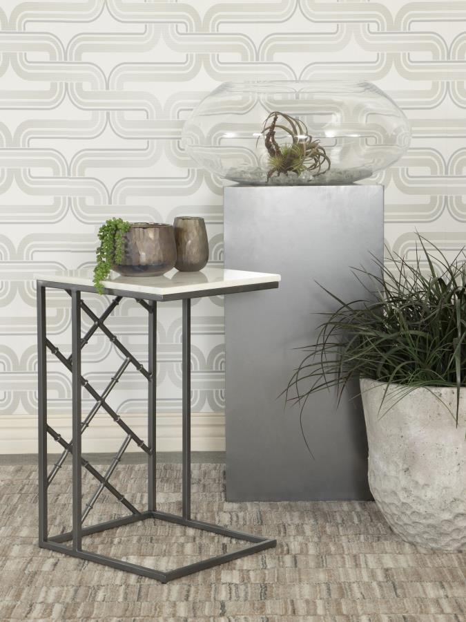 Coaster Fine Furniture Angeliki - Marble Top C-Shape Sofa Side Table | Meri Furniture
