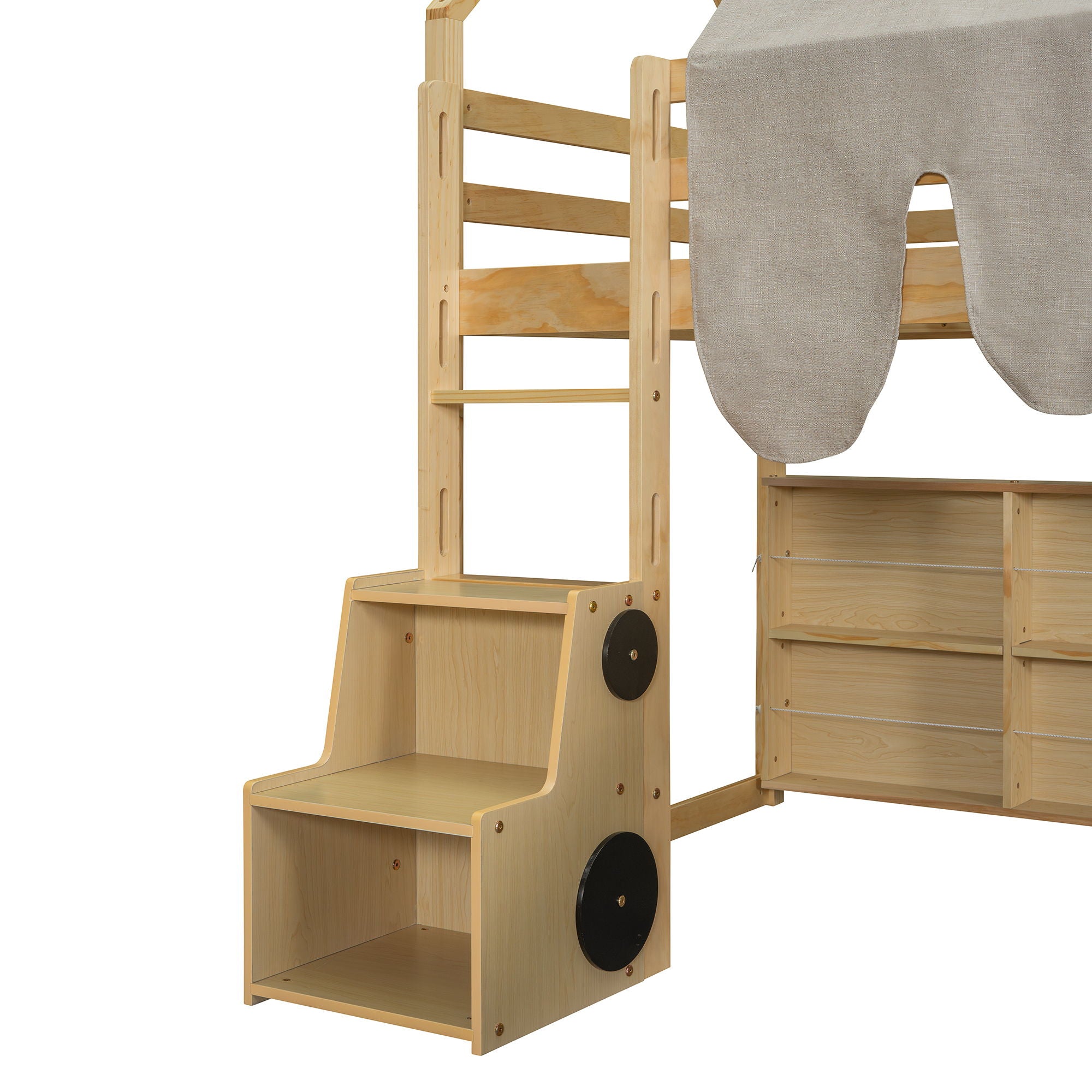 Loft Bed With House Shaped Frame And Tent