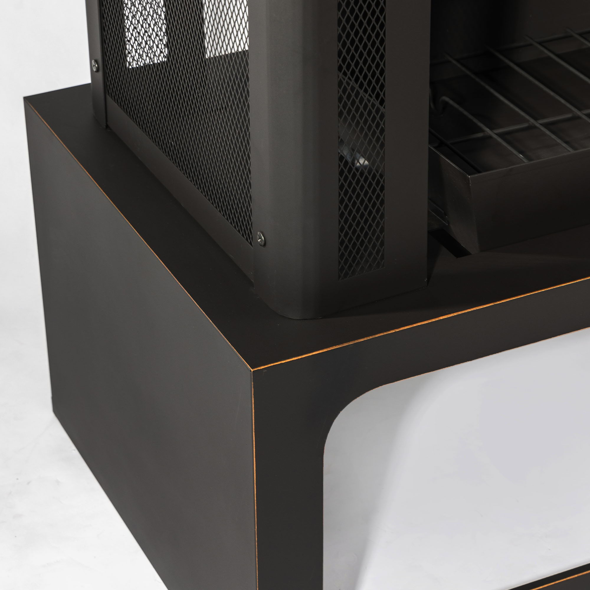 40" Wood Burning Fireplace, 50000 Btu Steel Fire Pit, Wood Burning Chimney For Outside Patio Deck Garden Backyard - Black