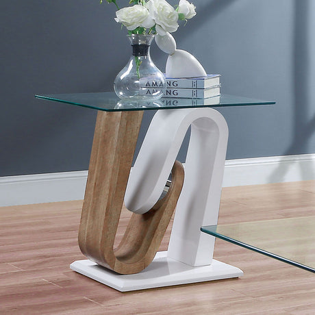 Furniture of America Batam - End Table - White / Natural Tone | Meri Furniture