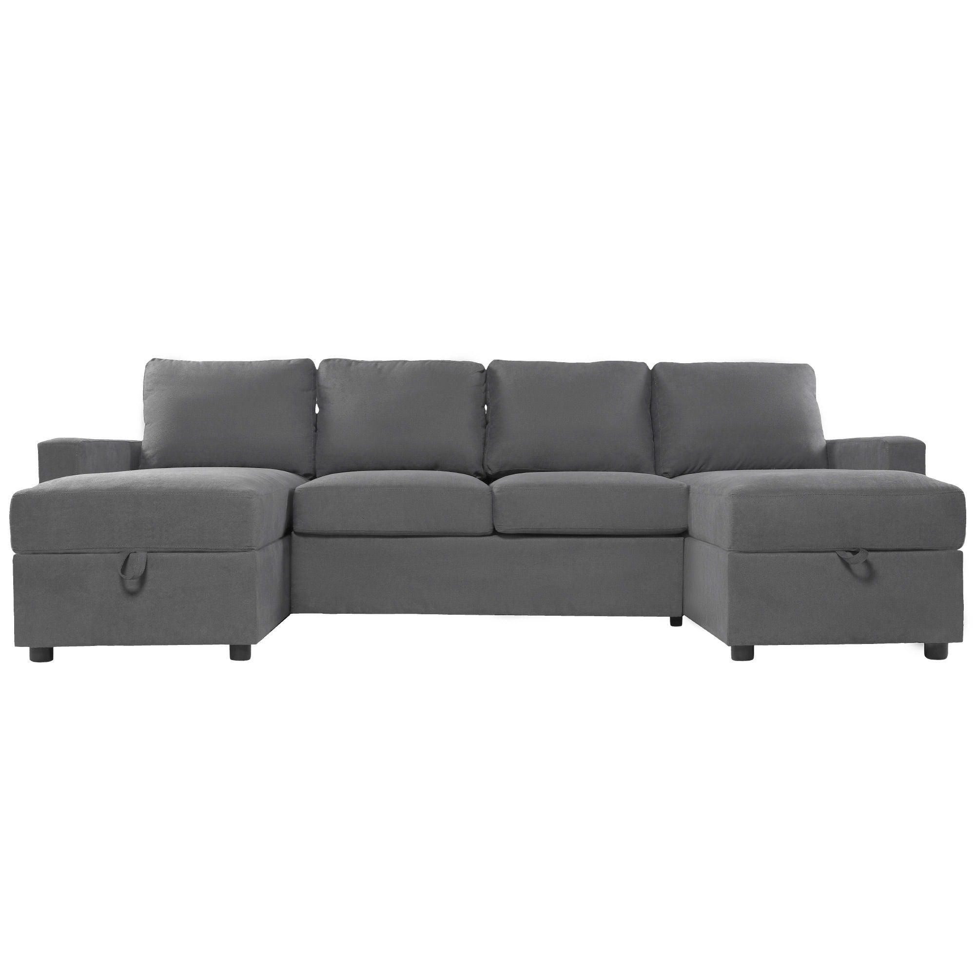 Convertible Sectional Sofa With Storage Chaise Lounges And USB Ports