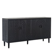 Modern Sideboard Cabinet With Decorative Nailhead Accents, Stylish Storage Solution For Dining, Living Rooms - Black