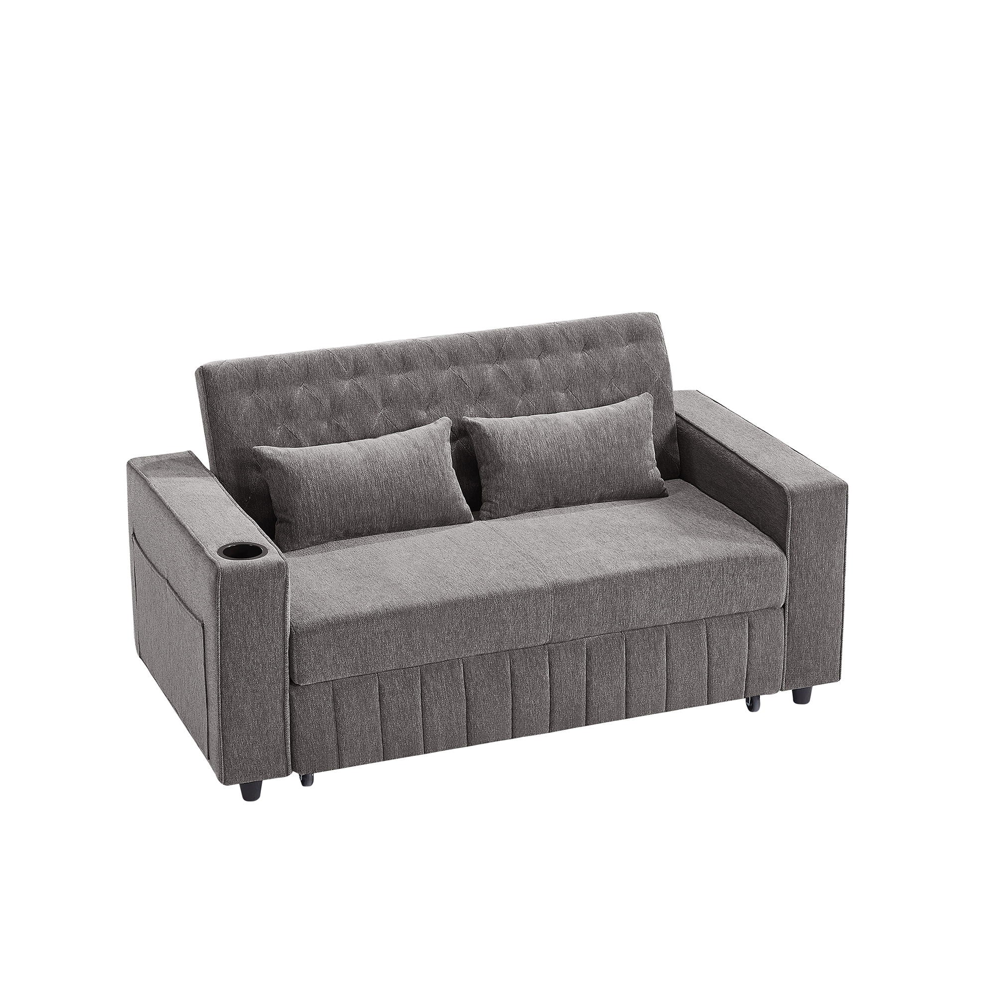 Pull-Out Sofa Bed Convertible Couch With Adjustable Backrest For Living Room