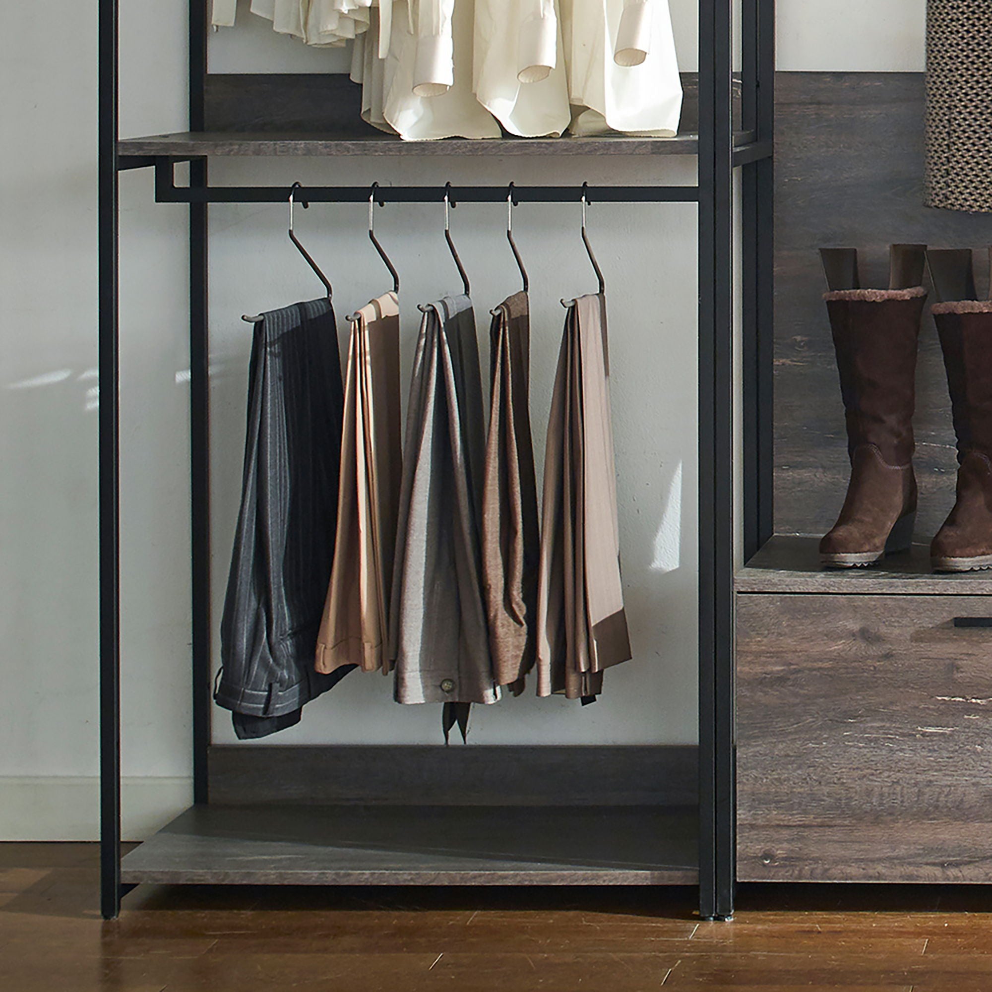 Monica - Wood Walk In Closet System & Modular Design Melamine - Rustic