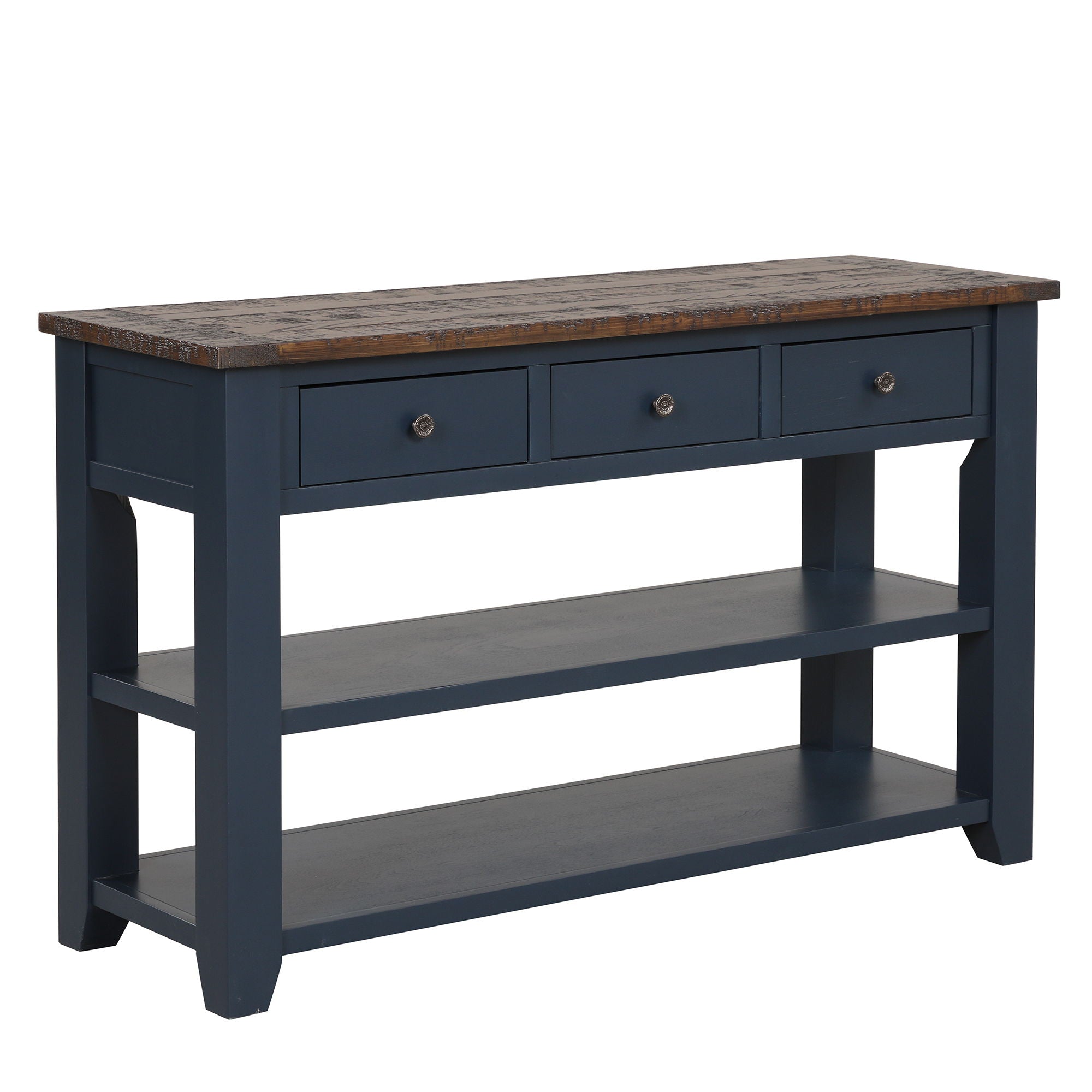 49'' Rectangular Solid 3 Drawer 2 Shelf Console Table - Blue
