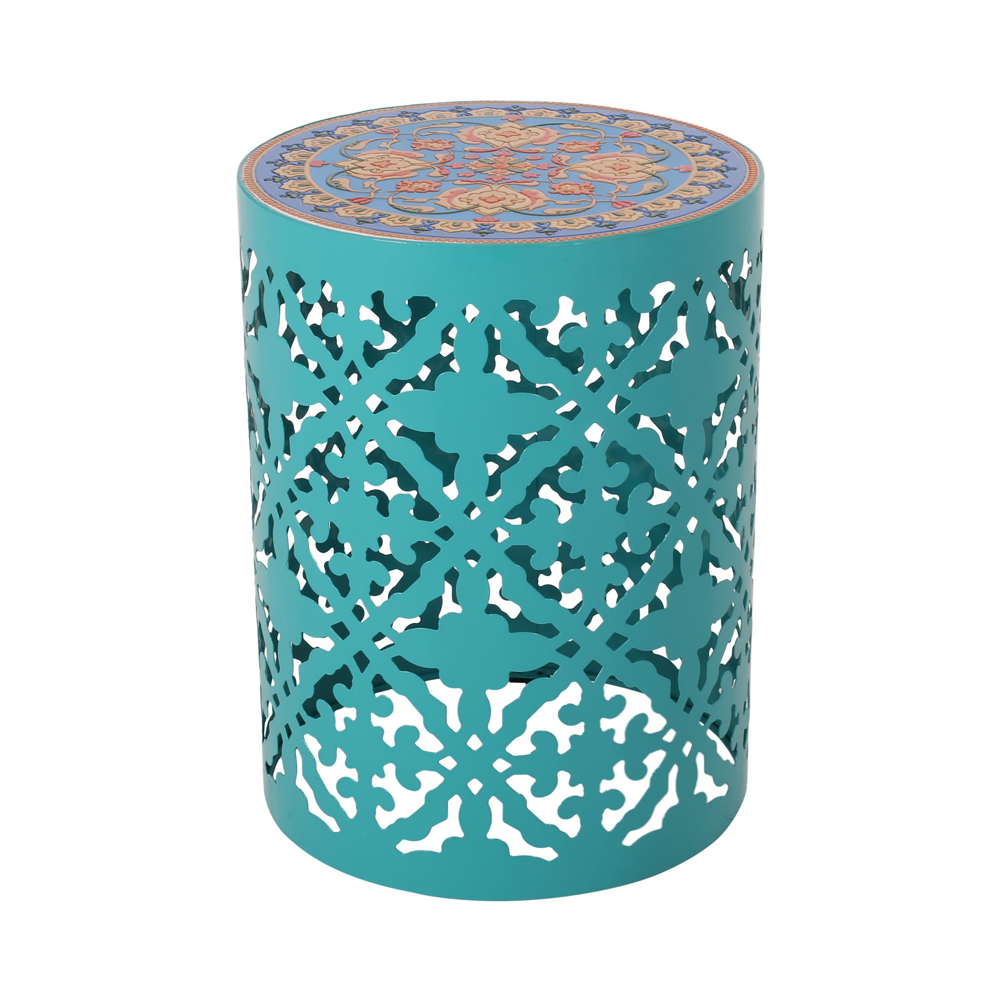 Airy - Outdoor Side Table With Lace Cut Design And Metal Frame