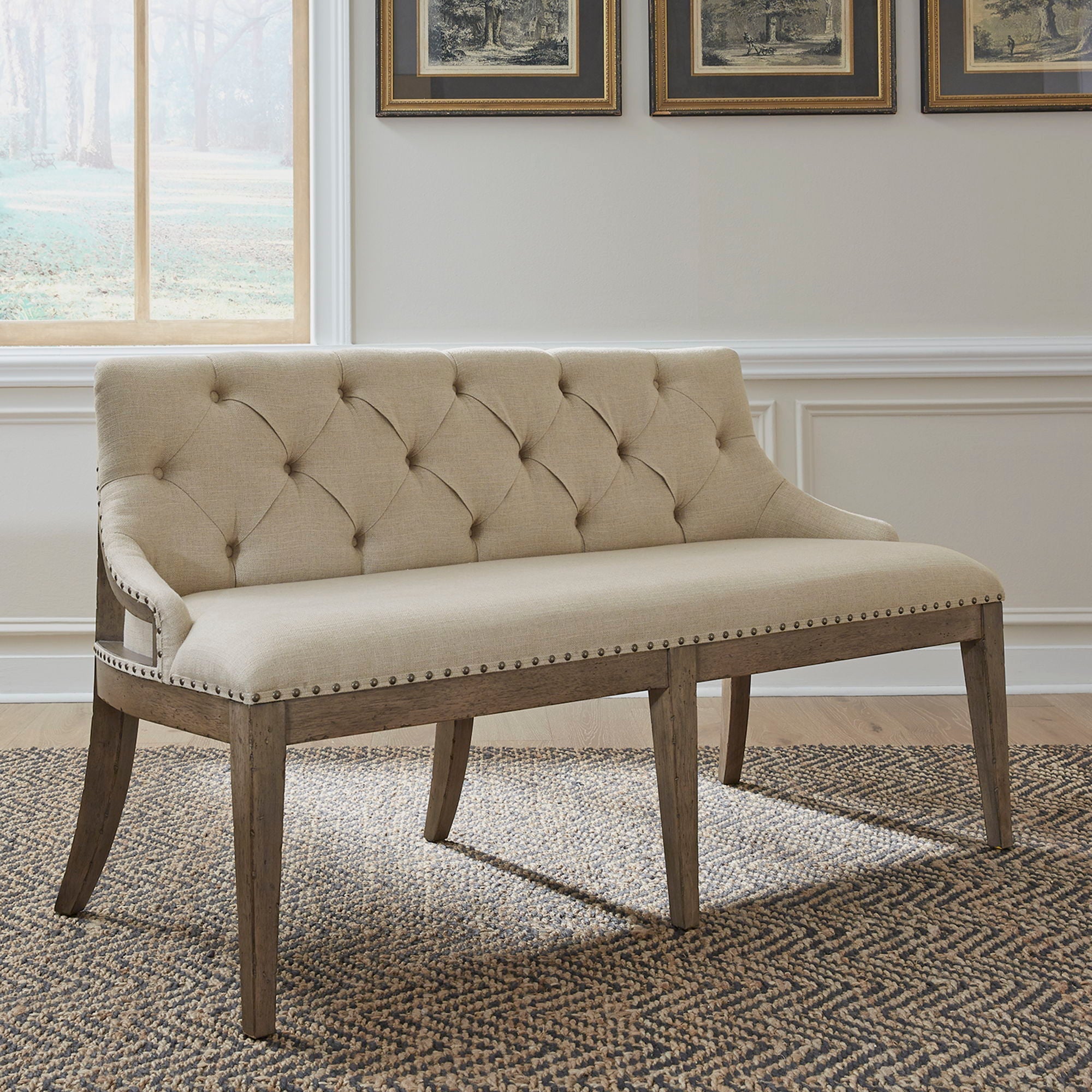 Liberty Furniture Americana Farmhouse - Upholstered Shelter Dining Bench | Meri Furniture