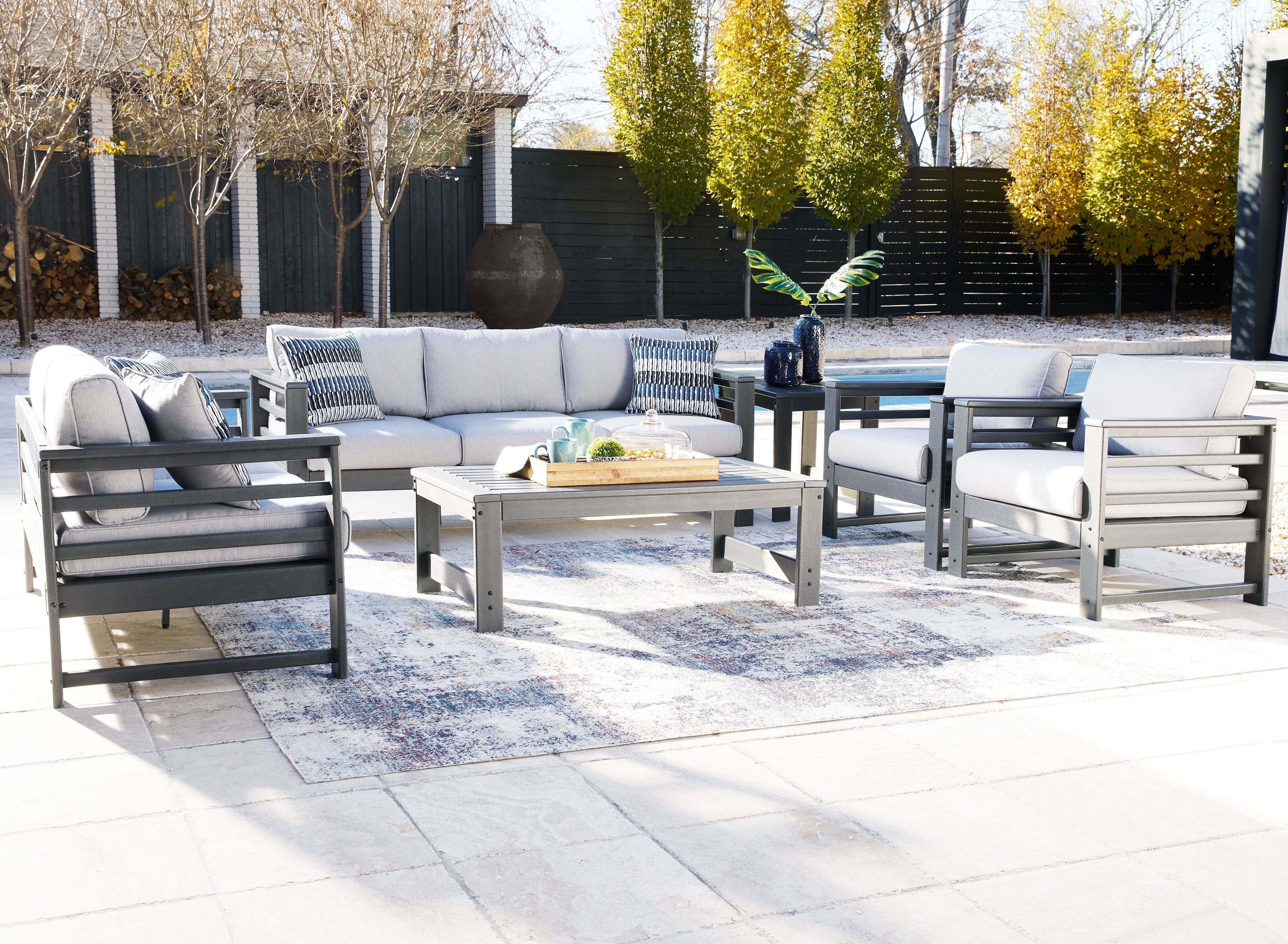 Signature Design by Ashley® Amora - Charcoal Gray - 6 Pc. - Lounge Set | Meri Furniture