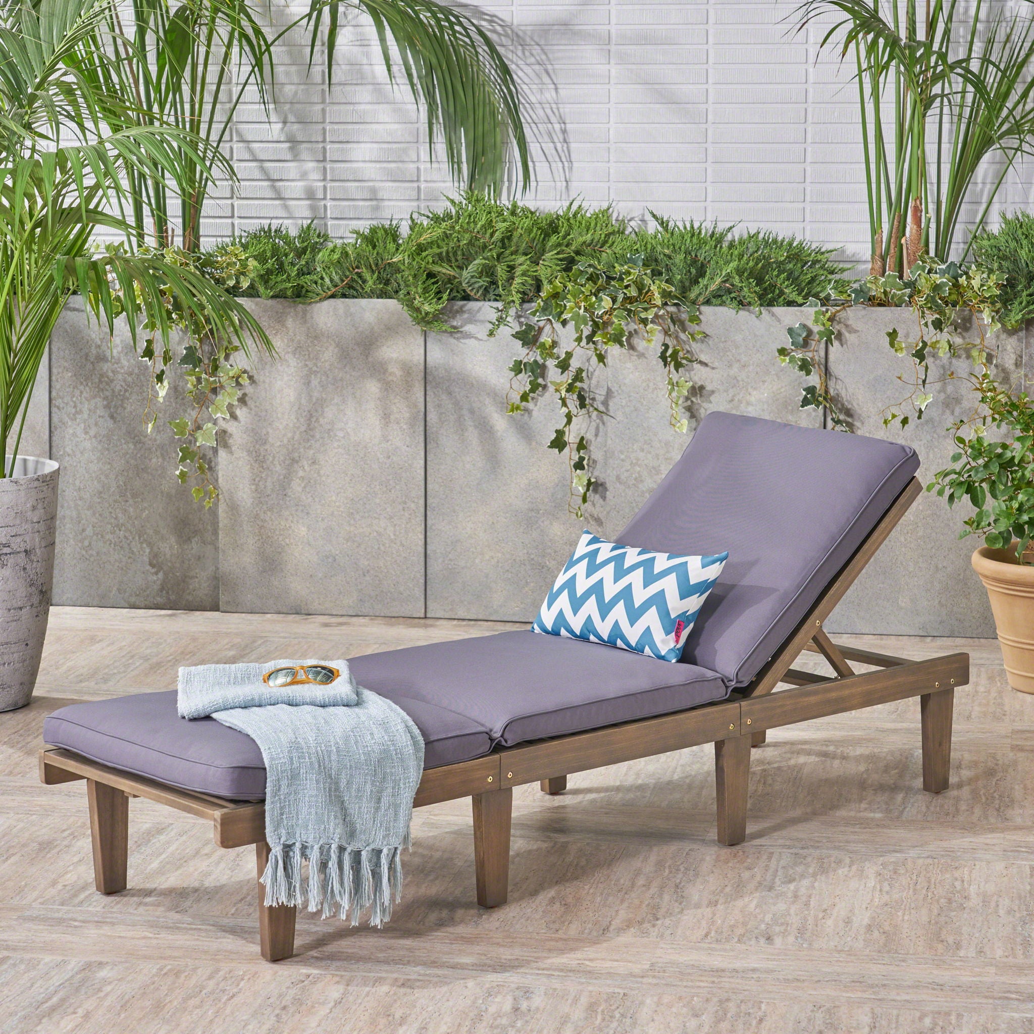 Ariana - Wood Chaise Lounge With Cushion